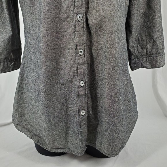 JL❤ Button Front Collared Shirt Gray Womens Large - Picture 3 of 14